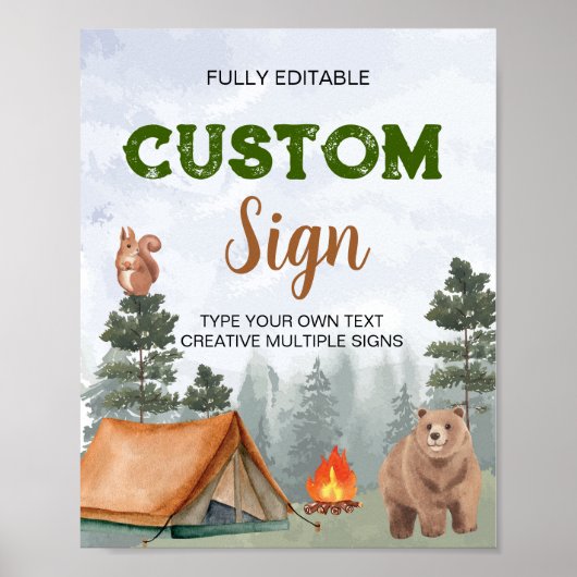 Camping Woodland Forest Aangepaste Tafel Teken Poster (Voorkant)