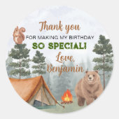 Camping Woodland Labels Verjaardag Baby shower (Voorkant)