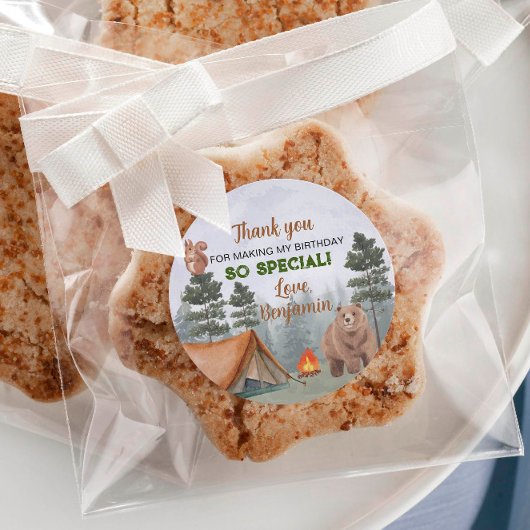 Camping Woodland Labels Verjaardag Baby shower
