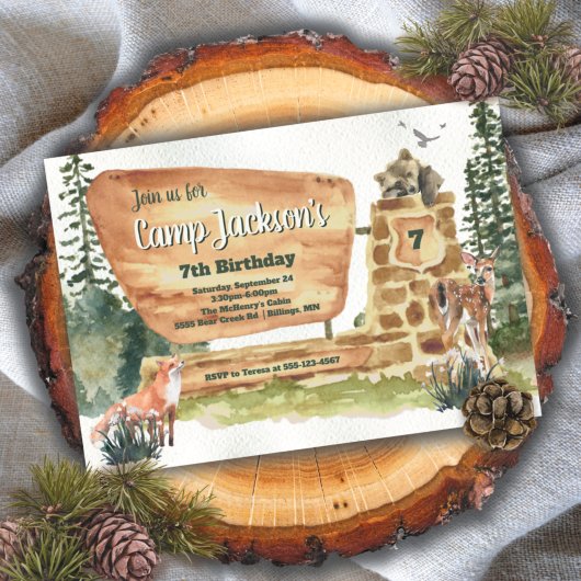 Camping Woodland National Park Birthday Kaart