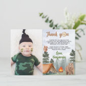 Camping Woodland verjaardagsfeestje bedankje Bedankkaart (Staand voorkant)