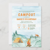 Camping Woodland Waterverf Tent Campout Birthday Kaart (Voorkant)