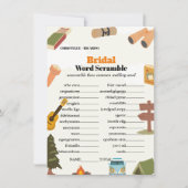 Camping woord scramble vrijgezellenfeest spel kaar kaart (Voorkant)