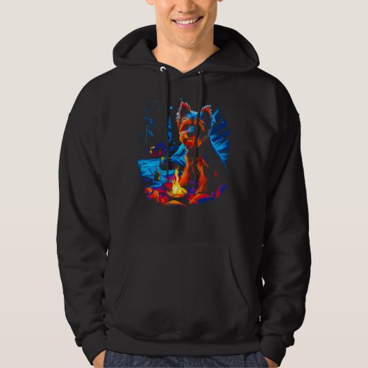 Camping Yorkie Dog Yorkshire Terrier Hoodie (Voorkant)