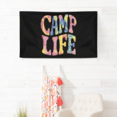 Camping Zomer Meisjes Kampeer Leven Tie-Dye Retro Spandoek (Insitu)
