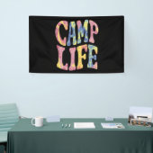 Camping Zomer Meisjes Kampeer Leven Tie-Dye Retro Spandoek (Beurs)