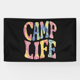 Camping Zomer Meisjes Kampeer Leven Tie-Dye Retro  Spandoek