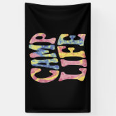 Camping Zomer Meisjes Kampeer Leven Tie-Dye Retro Spandoek (Verticaal)