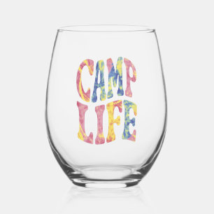 Camping Zomer Meisjes Kampeer Leven Tie-Dye Retro Wijnglas Zonder Voet