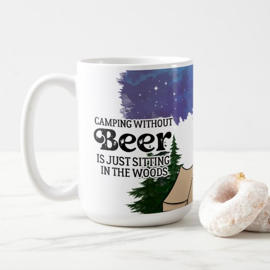 Camping zonder bier koffiemok (Met donut)