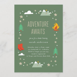 Campingavontuur wacht Neutrale baby shower Kaart