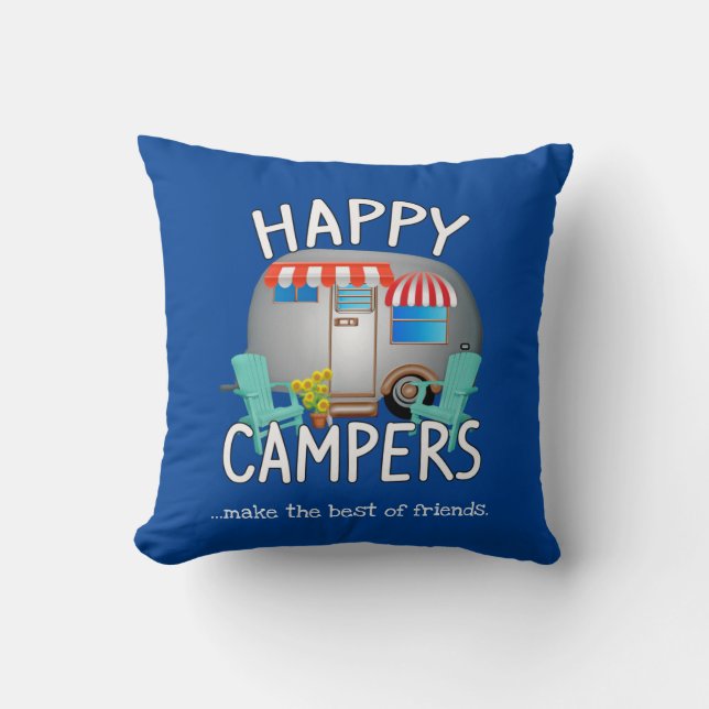 Campingcadeaus | Gelukkige Camper Kussen (Voorkant)