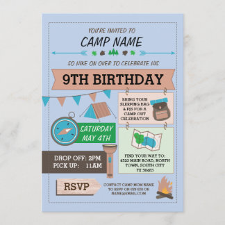 CAMPINGCamp Out BUG BIRTHDAY PARTY boys nodigen Kaart