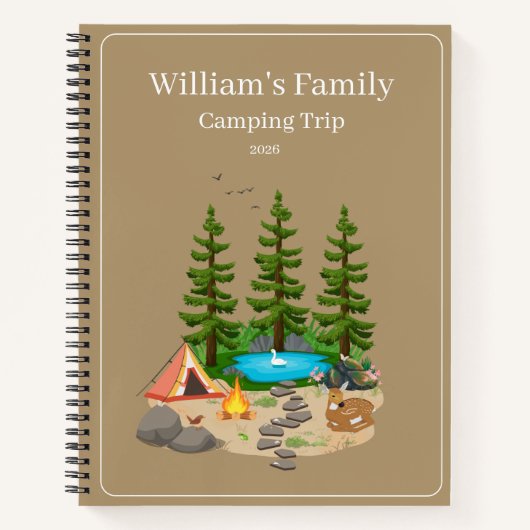 Campingdagboek met campingillustratie notitieboek (Voorkant)