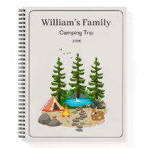 Campingdagboek met campingillustratie