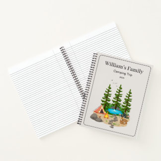 Campingdagboek met campingillustratie notitieboek