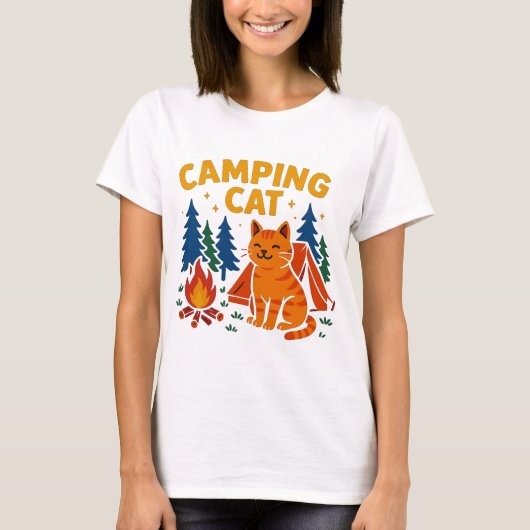 Campingkatze am Lagerfeuer T-shirt (Voorkant)