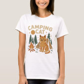 Campingkatze mit Zelt und Lagerfeuer T-shirt (Voorkant)