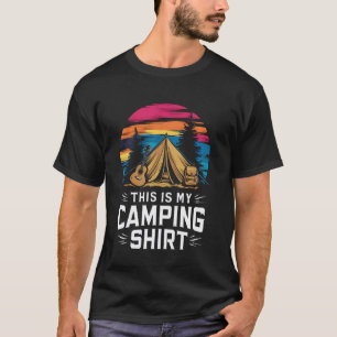 Campingliefhebber Tent Gitaar Zonsondergang Gesche T-shirt