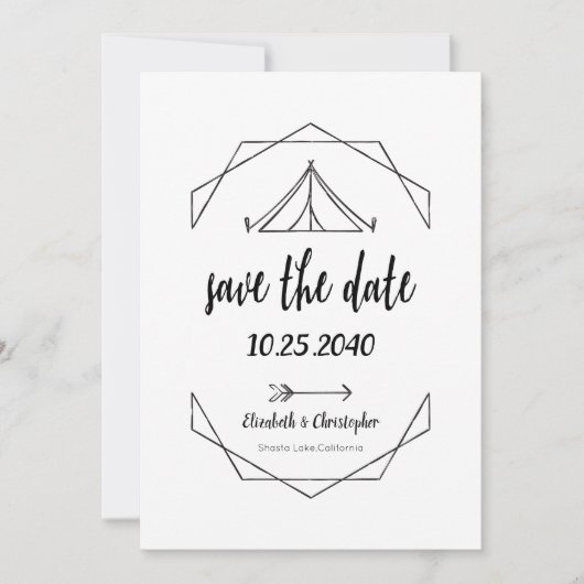 Campingtent Buiten Huwelijk Opslag De Datum Save The Date (Voorkant)