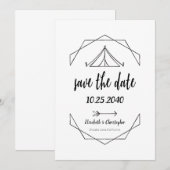 Campingtent Buiten Huwelijk Opslag De Datum Save The Date (Voorkant / Achterkant)