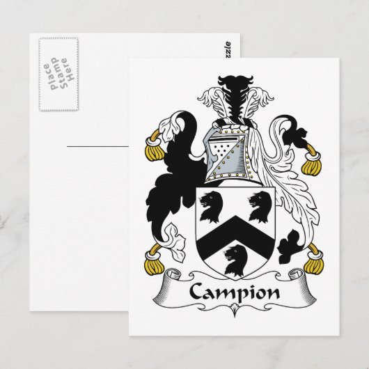 Campion Family Crest Briefkaart (Voorkant / Achterkant)