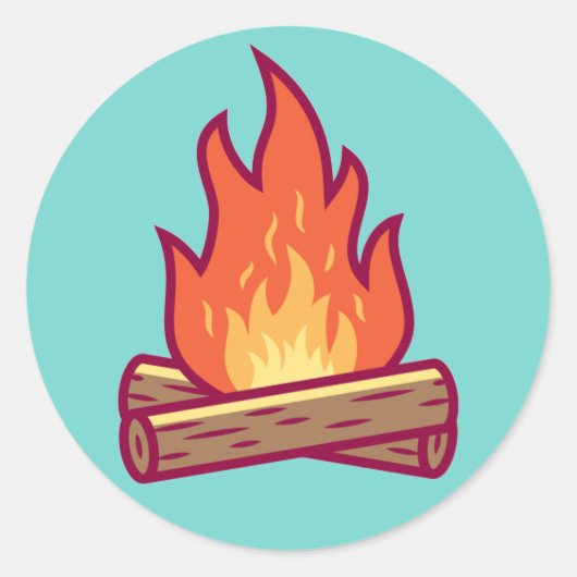 Campire en Firewood Ronde Sticker (Voorkant)