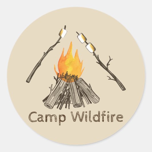 Campire met Toasting Marshmallows Custom Stickers (Voorkant)
