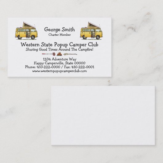 Campmobile Camper Van Visitekaartje (Voorkant / Achterkant)