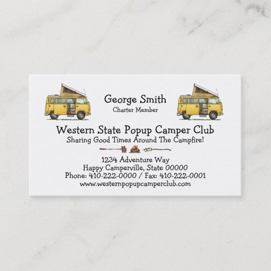 Campmobile Camper Van Visitekaartje (Voorkant)