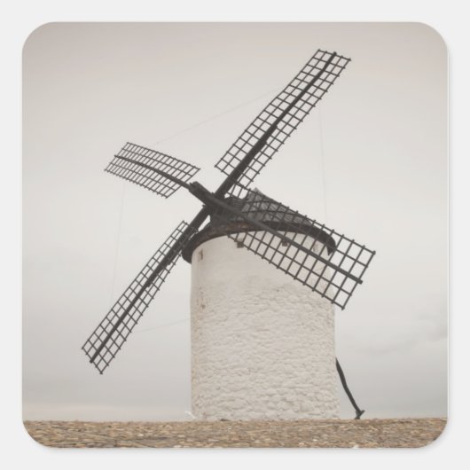 Campo de Criptana, antieke windmolens van La Manch Vierkante Sticker (Voorkant)