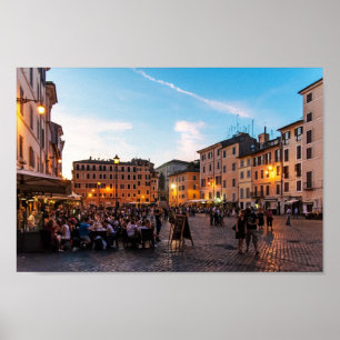 Campo de Fiori in sunset, Rome, Italië, Poster