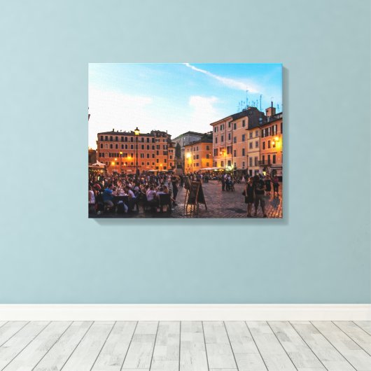 Campo de Fiori, Rome, Italië, bij zonsondergang -  Canvas Afdruk (Insitu (Houten vloer))