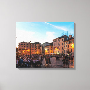 Campo de Fiori, Rome, Italië, door zonsondergang  Canvas Afdruk