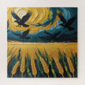Campo trigal dorado con cuervos legpuzzel (Horizontaal)