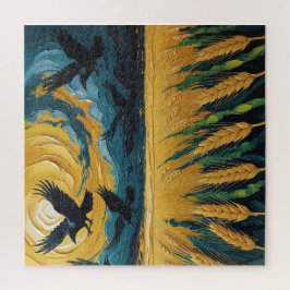 Campo trigal dorado con cuervos legpuzzel