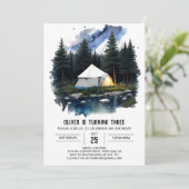 Campout Avontuur Verjaardag Uitnodiging (Staand voorkant)