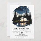 Campout in de bergen Verjaardagsuitnodiging Kaart (Voorkant)