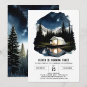 Campout in de bergen Verjaardagsuitnodiging Kaart (Voorkant / Achterkant)