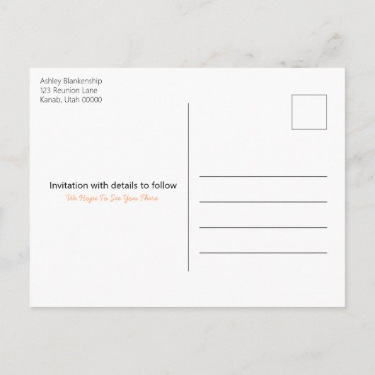 Campout reünie viering Save the Date Sjabloon (Achterkant)