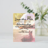 Campout reünie viering Save the Date Sjabloon (Staand voorkant)