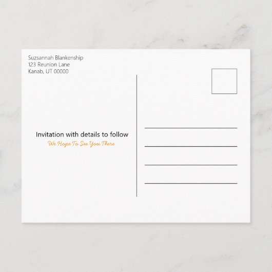 Campout reünie viering Save the Date Sjabloon (Achterkant)