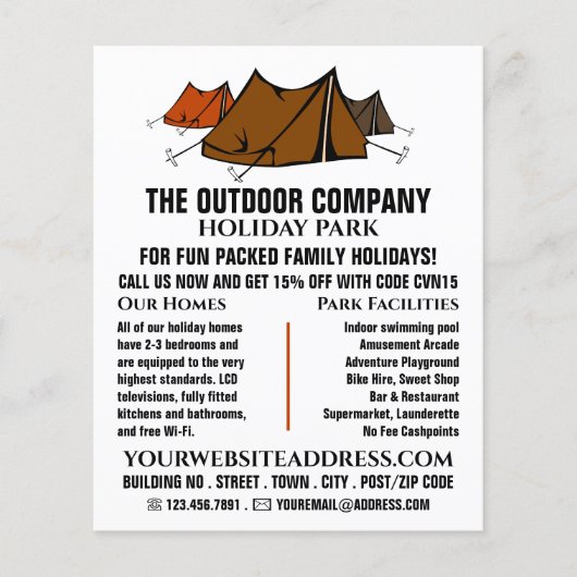 Campsite, Holiday Park Adverteren Flyer (Voorkant)