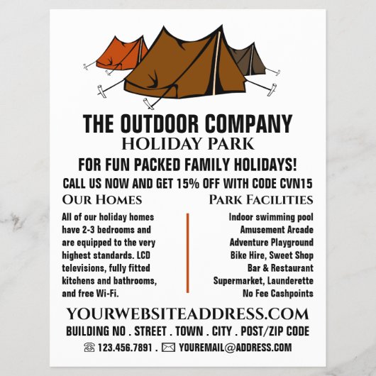 Campsite, Holiday Park Adverteren Flyer (Voorkant)