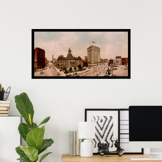 Campus Martius in Detroit, MI 1900 Poster (Thuiskantoor)