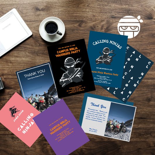 Campus Ninja broederschap partijen Uitnodigingskaa Save The Date