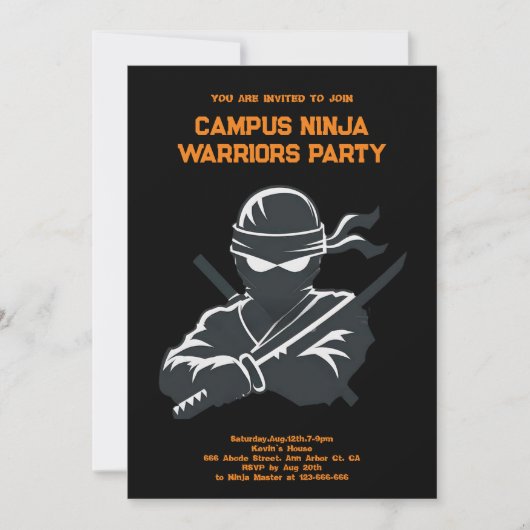Campus Ninja Fun cijfer broedernit Uitnodigingskaa Save The Date (Voorkant)