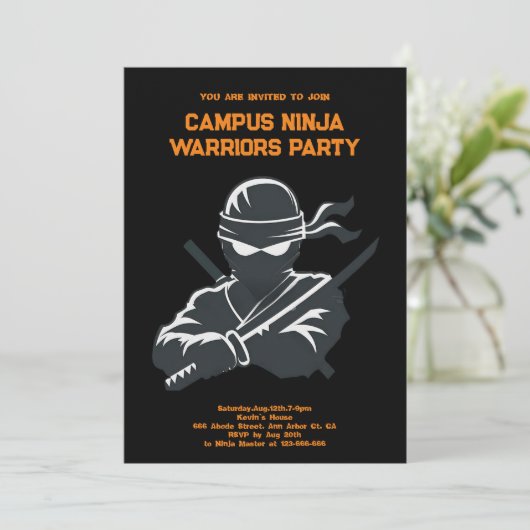 Campus Ninja Fun cijfer broedernit Uitnodigingskaa Save The Date (Staand voorkant)