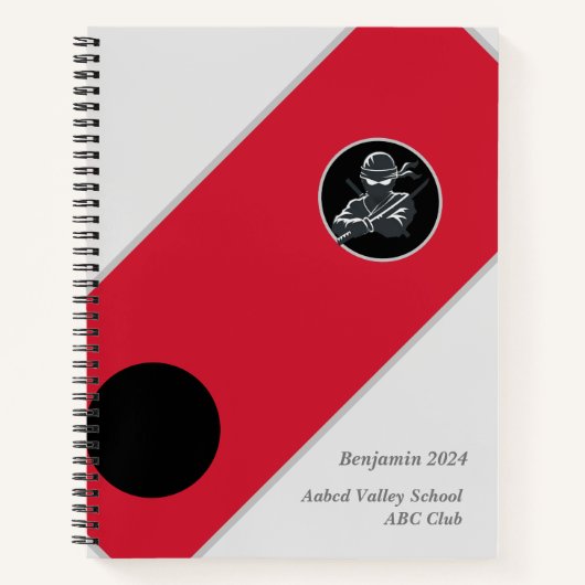 Campus Ninja Notitieboek Gepersonaliseerd Wit en R (Voorkant)