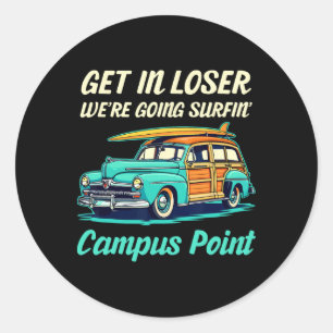Campus Point Beach Californië Surfen Vrouwen Manne Ronde Sticker